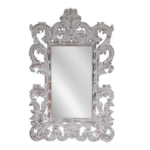 Artekko Mirroki Ξύλινος Λευκός Πατίνα Σκαλιστός Καθρέπτης Τοίχου (120x90)cm