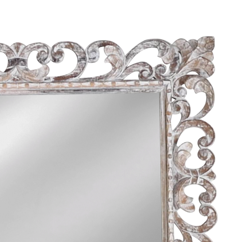 Artekko Mirroki Ξύλινος Λευκός Πατίνα Σκαλιστός Καθρέπτης Τοίχου (100x70)cm