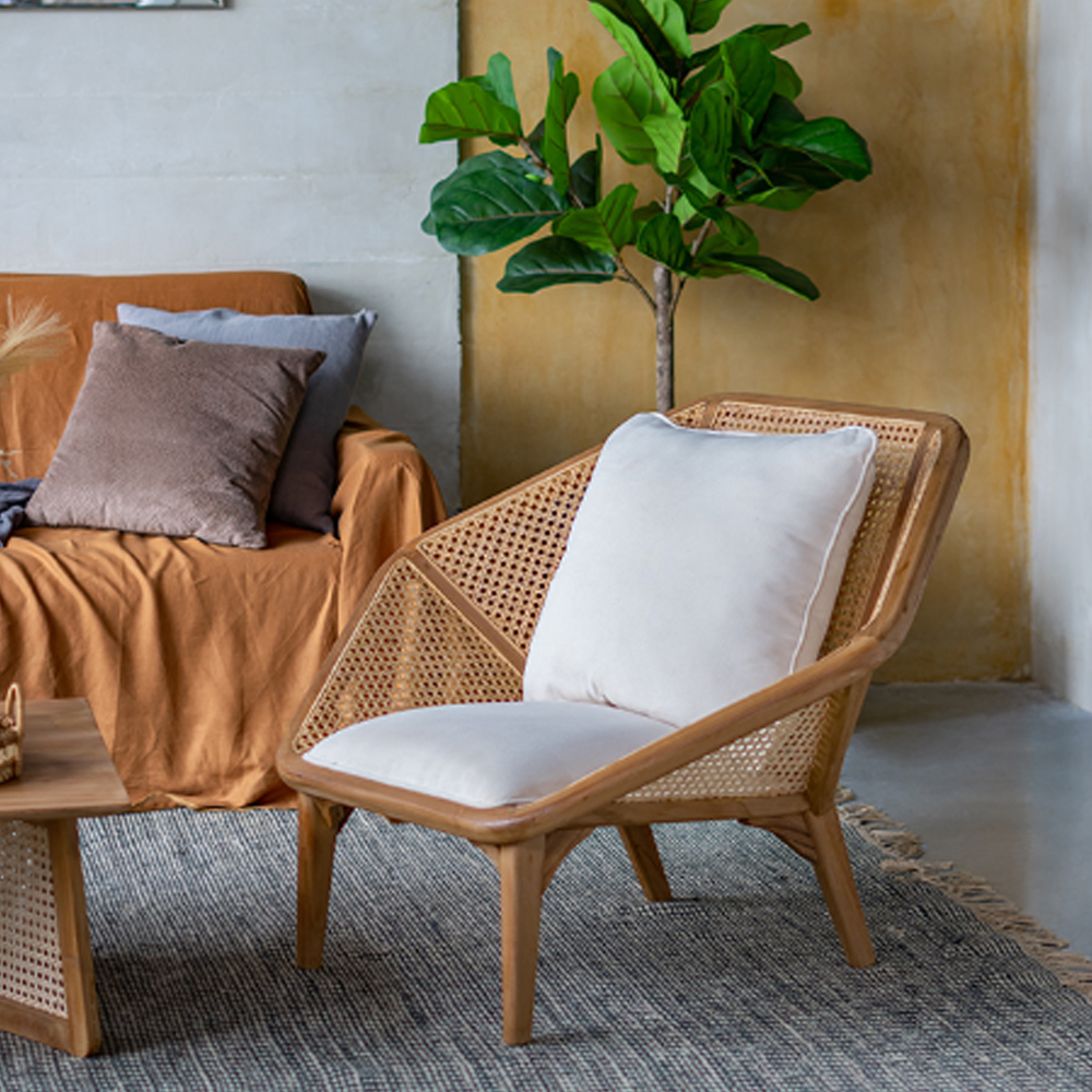 Artekko Tectona Πολυθρόνα από Ξύλο Teak/Ρατάν Φυσικό (105x82x75)cm