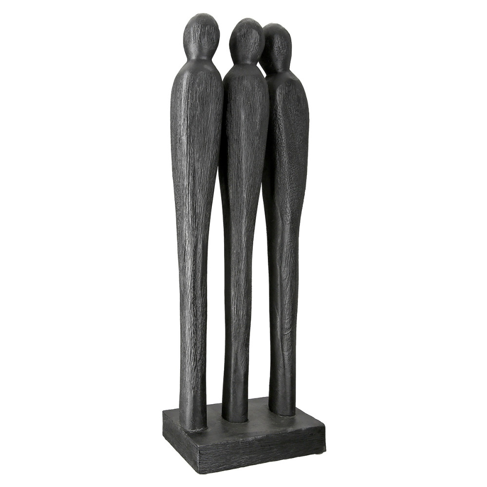 Γλυπτό "3 People" Group Mango Ξύλο Μαύρο PU 14x6.5x36cm