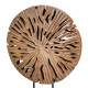 Stand Relief Round "Disk" Mango Ξύλο Μαύρο Brown PU 24x8x47cm