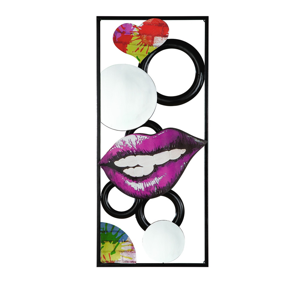 Wall Relief Rectangular "Street Art" Graffiti Motif Μέταλλο Καθρέφτης Γυάλινο Multi-Coloured PU 2 Pcs. Assorted L. 25 cm