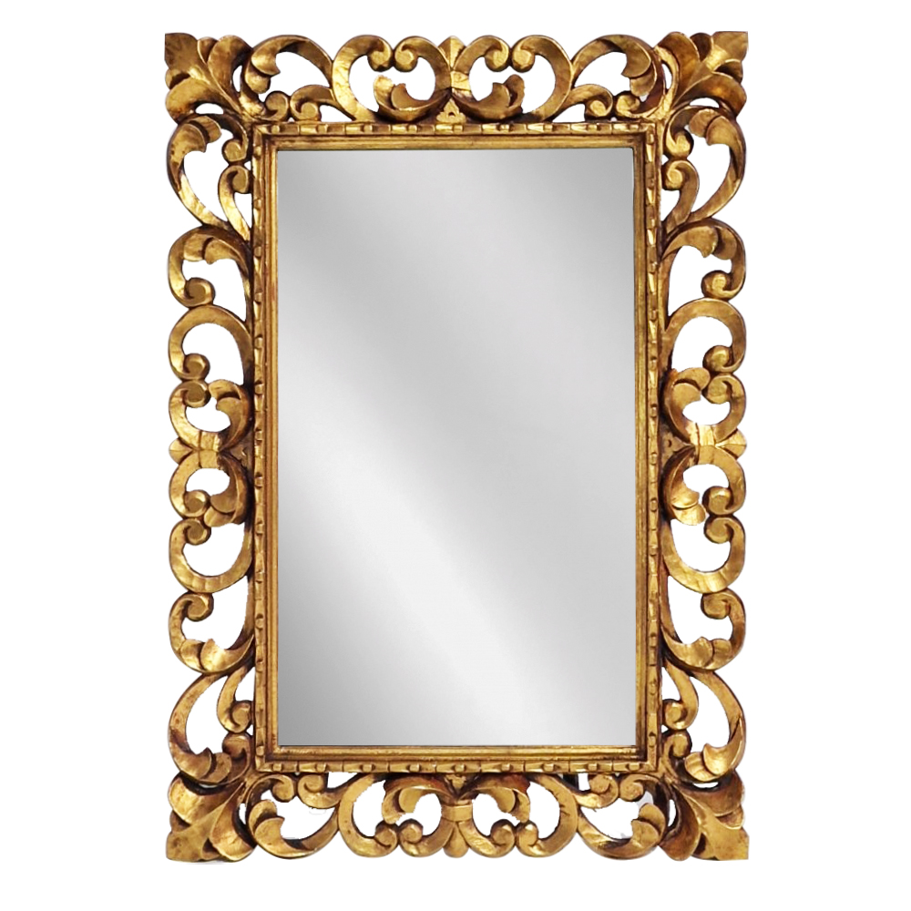Artekko Mirroki Ξύλινος Χρυσός Σκαλιστός Καθρέπτης Τοίχου (100x70)cm