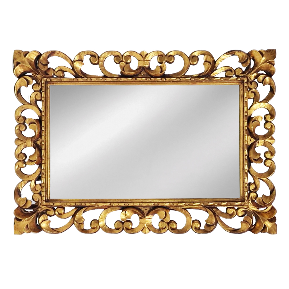 Artekko Mirroki Ξύλινος Χρυσός Σκαλιστός Καθρέπτης Τοίχου (100x70)cm