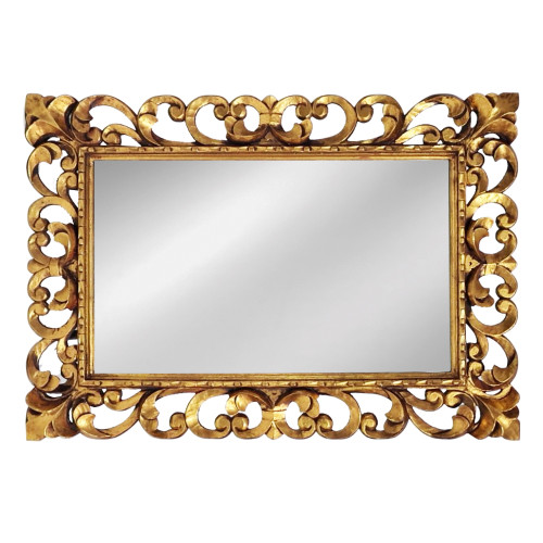 Artekko Mirroki Ξύλινος Χρυσός Σκαλιστός Καθρέπτης Τοίχου (100x70)cm