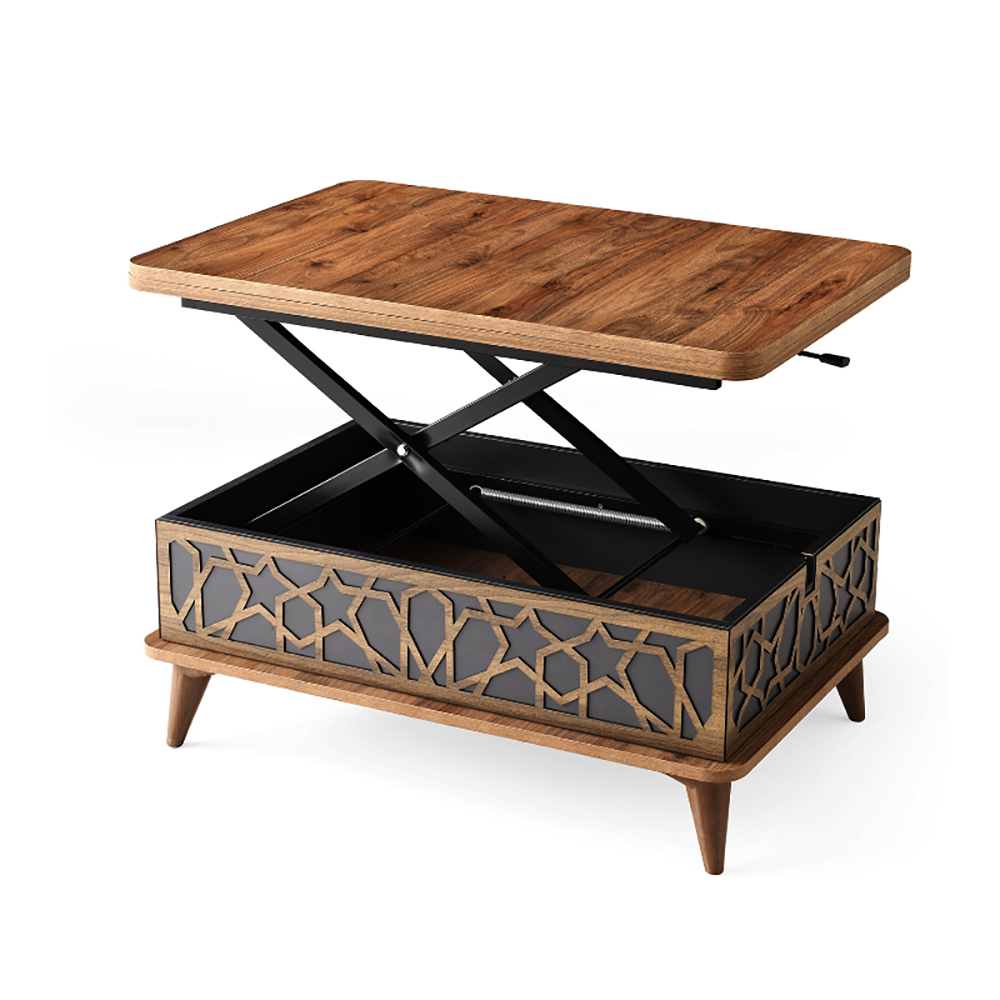 Artekko Ada MDF  Τραπέζι Σαλονιού (90x60x38)cm Επεκτεινόμενο σε Τραπεζαρία (120x90x70)cm