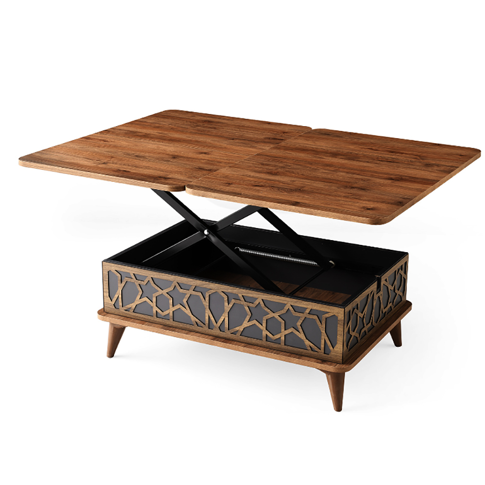 Artekko Ada MDF  Τραπέζι Σαλονιού (90x60x38)cm Επεκτεινόμενο σε Τραπεζαρία (120x90x70)cm